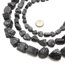 Black Tourmaline Rough Nugget Chunk Beads 10mm 15mm 18mm 15.5'' Strand