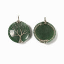 Green Aventurine Tree Pendant Silver Wire Wrap Round Size 35mm Sold per Piece