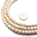 Beige White Howlite Turquoise Smooth Round Beads 6mm 15.5" Strand