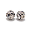 silver plated micro pave black zircon ball charm