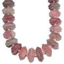 Madagascar Rose Quartz Graduated Center Drill Faceted Points 20-30mm 15.5'' Str