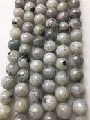 white labradorite faceted round beads