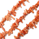 Orange Bamboo Coral Irregular Branch Sticks Points Beads 10-25mm 15.5" Strand