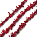 Dark Red Bamboo Coral Irregular Branch Sticks Points Beads 5-8mm 15.5" Strand