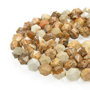 picture jasper faceted star cut beads