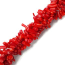 Red Bamboo Coral Irregular Branch Sticks Points Beads Size 5-8mm 15.5" Strand