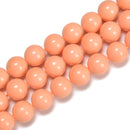 Cream Orange Shell Pearl Smooth Round Beads Size 4mm 6mm 8mm 10mm 15.5'' Strand