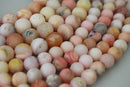 large hole pink opal matte round beads