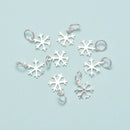 925 Sterling Silver Snow Flake Charm Pendant Size 10mm 9pcs per Bag