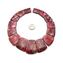 Blue/Green/Red/Purple Impression Jasper Graduated Trapezoid Slab Beads 15.5"Strd