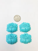 blue magnesite hand carved rose pendant