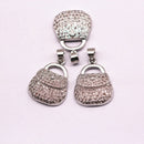 silver plated micro pave zircon bag shape pendant charm sale by piece