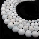 White Light Blue Natural Larimar Smooth Round Beads 8mm 10mm 12mm 14mm 15.5"Strd