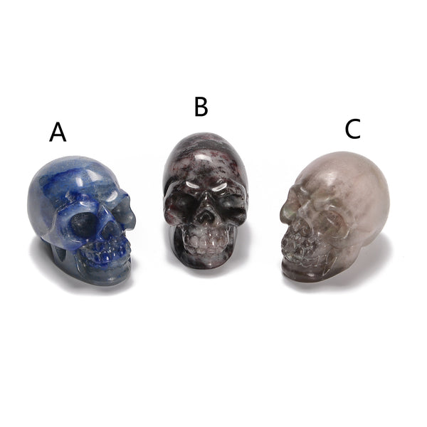 Blue Aventurine / Blood Stone / Fluorite Carved Halloween Skulls Size 2‘’