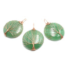 green aventurine tree pendant copper wire wrap round