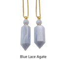 natural stone essential oil necklace perfume bottle faceted Points gold chain