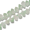 Light Green Quartz Top Drill Rough Points Size 15-18mm 18-25mm 15.5'' Strand