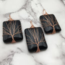 black onyx tree pendant copper wire wrap