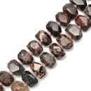 Black Leopard Skin Jasper Faceted Nugget Chunk Beads Approx 13x20mm 15.5" Strand