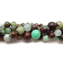 Brown Green Chrysoprase Smooth Round Beads 6mm 8mm 10mm 12mm 15.5" Strand