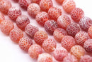 red fire agate Crackled matte round beads