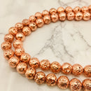 rose gold coated lava rock stone beads