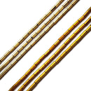 Dark Gold/Light Gold Plated Hematite Faceted Tube Beads 2x4mm 15.5" Strand