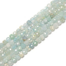 Light Blue Natural Aquamarine Faceted Cube Beads Size 4mm 5mm 15.5'' Strand