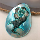 mop shell hand carve flower pendant teardrop shape