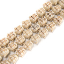 White Howlite Turquoise Buddha Head Beads Size 18x20mm 15.5'' Strand