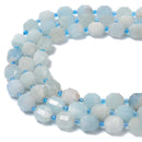 Natural Aquamarine Prism Cut Double Point Beads Size 8mm 10mm 15.5'' Strand