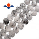 black tourmalinated quartz rectangle faceted octagon beads