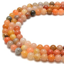 Natural Multi-Orange Jade Smooth Round Beads Size 4mm 6mm 8mm 10mm 15.5" Strand