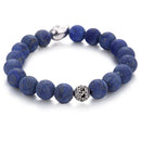 lapis lazuli bracelet matte round Alloy silver alloy skull