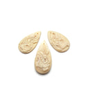 Red / White Bamboo Coral Hand Carved Dragon Teardrop Pendant Sold by Piece