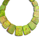 green sea sediment jasper graduated trapezoid slab slice beads