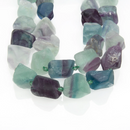 Fluorite Matte Rough Nugget Chunk Beads Approx 18x25mm 15.5" Strand