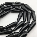 black onyx smooth teardrop beads