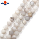 white agate matte round beads
