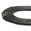 Natural Black Lava Stone Cylinder Tube Beads Size 4x13mm 15.5'' Strand