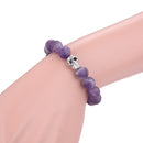 amethyst bracelet silver skull matte round