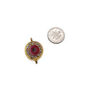 round evil eye charm gold silver plated copper with rhinestones