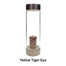 03 - Crystal Infused Healing Glass Water Bottle Gemstone Chips 9" Tall Amethyst, Tiger Eye, Quartz, Aventurine, Citrine, Lapis