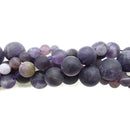 Teeth Amethyst Matte Round Beads 4mm 6mm 8mm 10mm 12mm 15.5" Strand