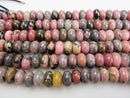 large hole rhodonite smooth rondelle beads