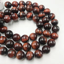 large hole red Tiger's eye smooth round beads