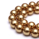 gold glass pearl smooth round beads