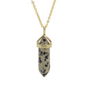 Dalmatian Jasper Pendulum Healing Point Gold Plated Bail Pendant 8x40mm 6 PCS