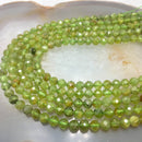 natural peridot faceted round beads