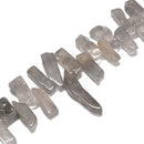 Natural Cloudy Quartz Slab Stick Point Beads Size 25-50mm 15.5'' Strand